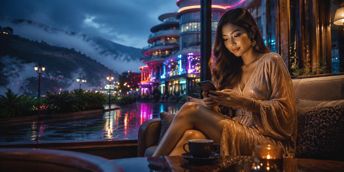 Pengguna menyemak odds perlawanan sukan di Genting Highlands melalui er6n